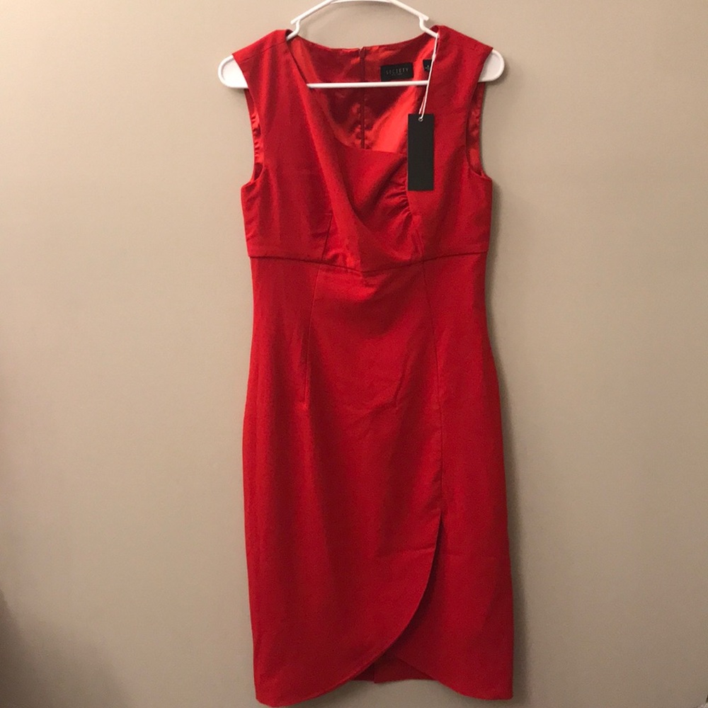 Red Cocktail Dress with Zipper